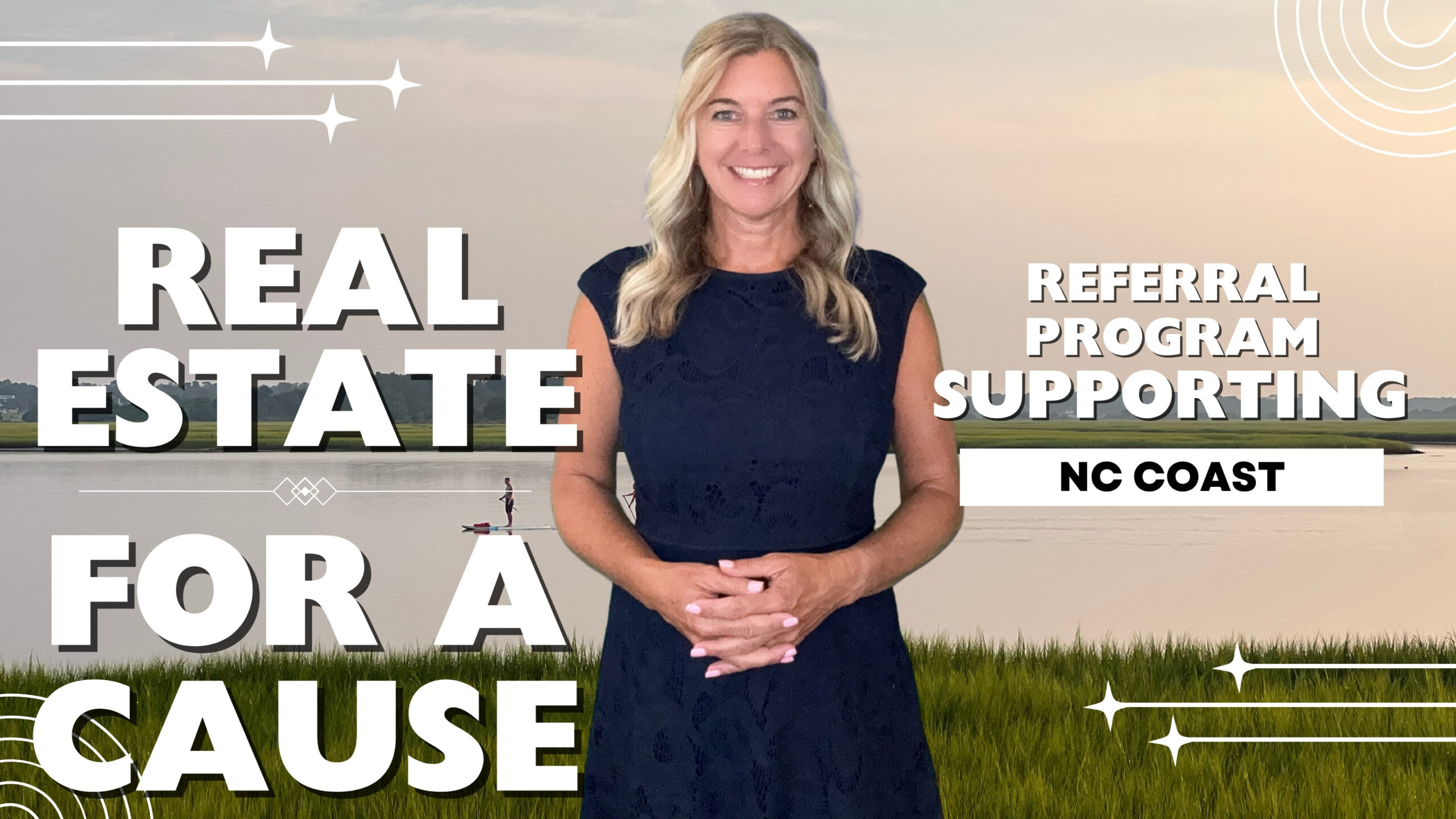 "Kimberly Crouch Realty referral program supports North Carolina Coastal Federation" "Coastal landscape in North Carolina with oyster reef restoration" "Home with view of NC marshland and coastal ecosystem"